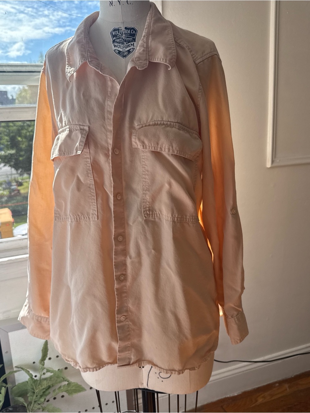 Babaton Peach Button-Down Utility Shirt